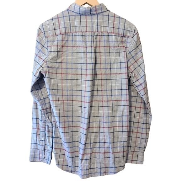 NEW Gap  slim fit gray blue red stripes long-sleeved Button-down cotton shirt - Picture 4 of 14